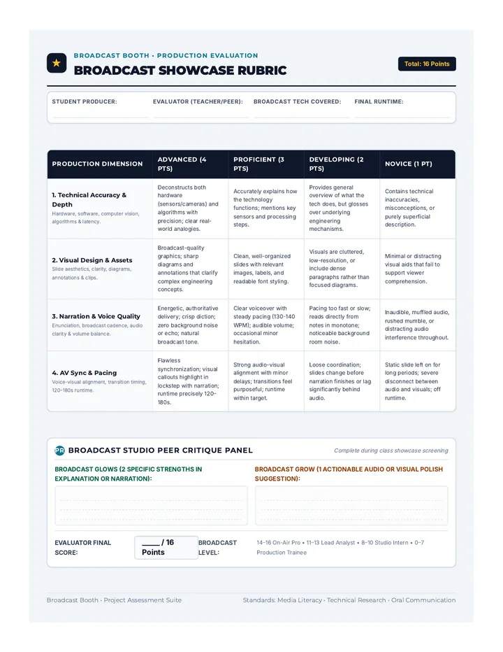 Broadcast Showcase Rubric