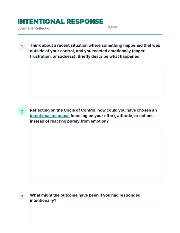 Intentional Response Journal Prompt