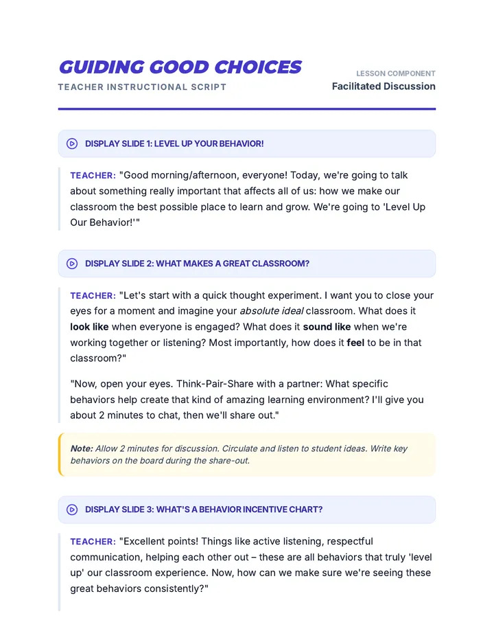 Guiding Good Choices Script