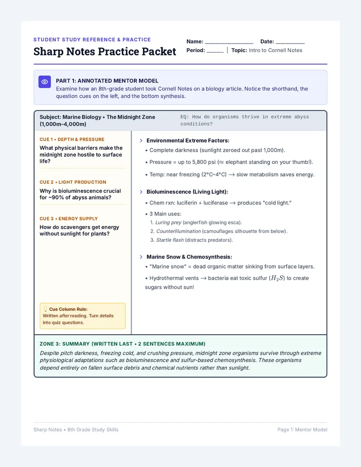 Sharp Notes Practice Packet