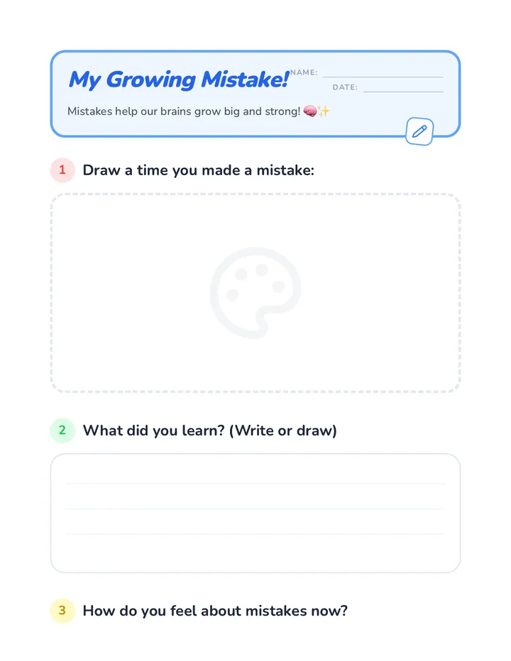 My Growing Mistake Worksheet
