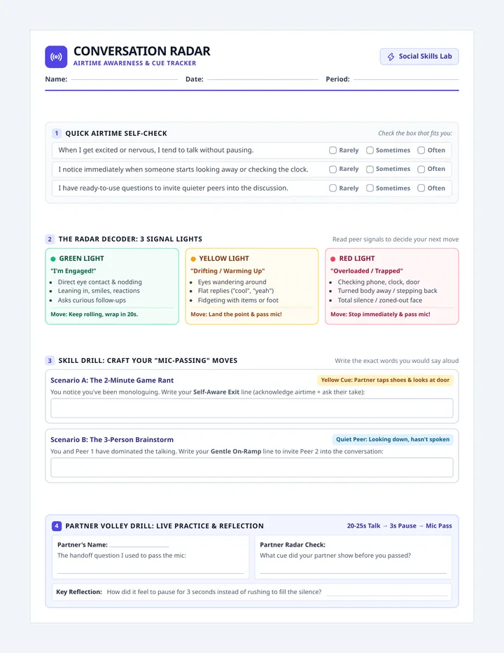 Conversation Radar Worksheet