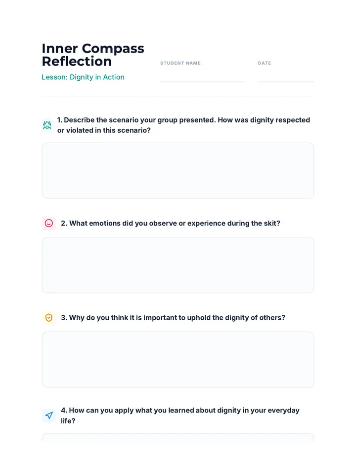 Inner Compass Reflection Worksheet
