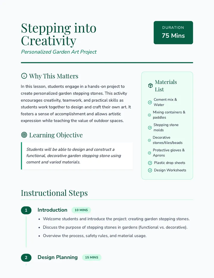 Stepping into Creativity Lesson Plan