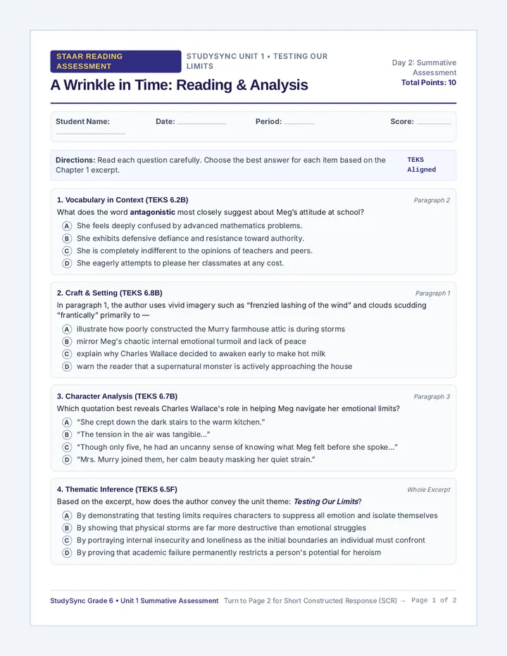 Limits Assessment Worksheet