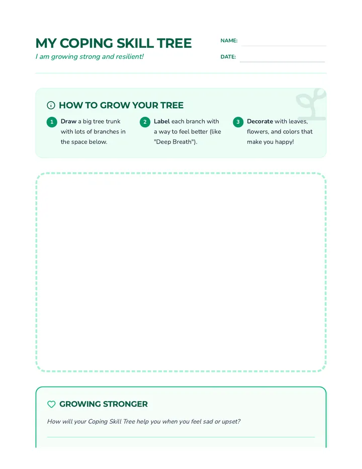 Coping Skill Tree Worksheet