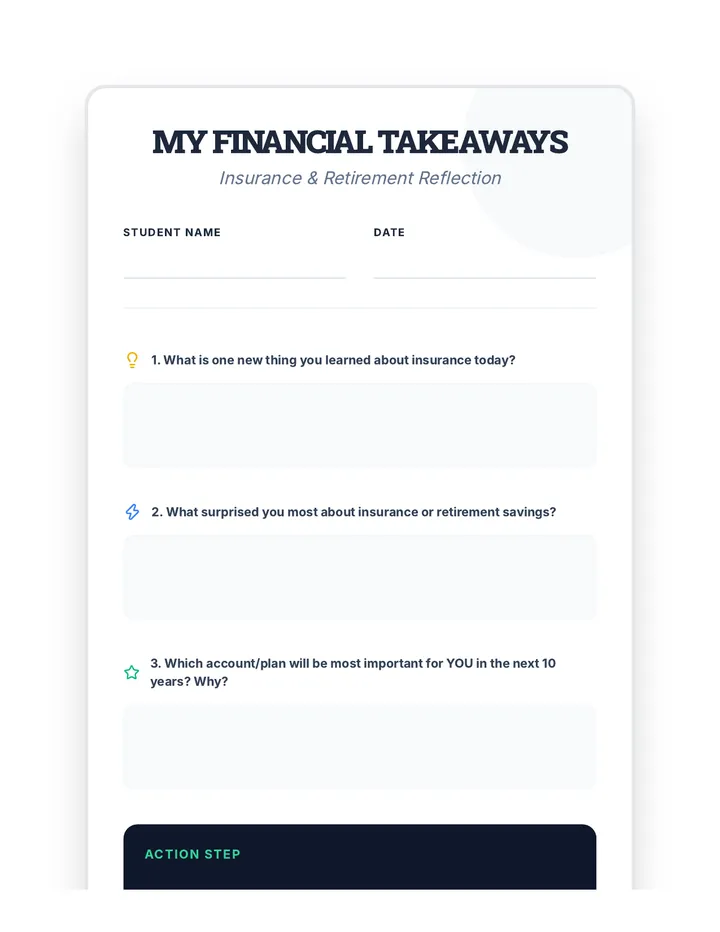 Insurance Reflection Exit Ticket