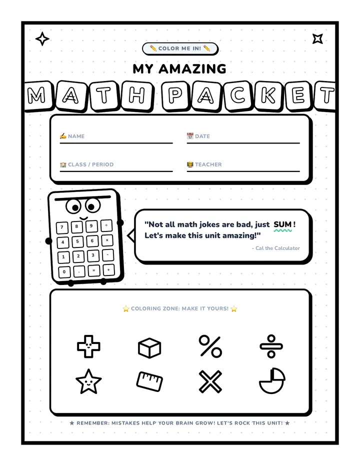 Doodle Math Coversheet