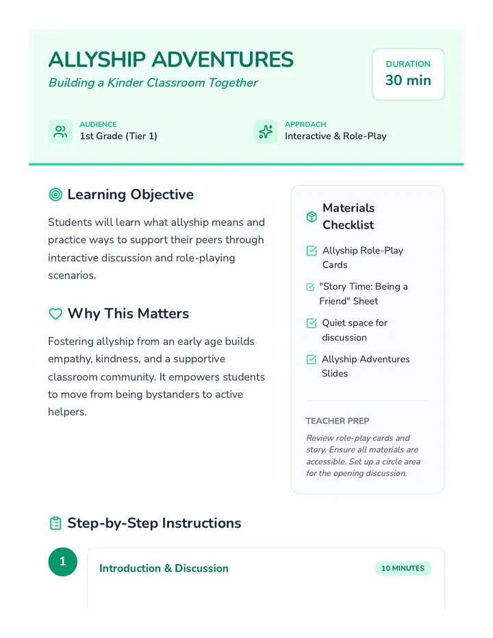 Allyship Adventures Lesson Plan