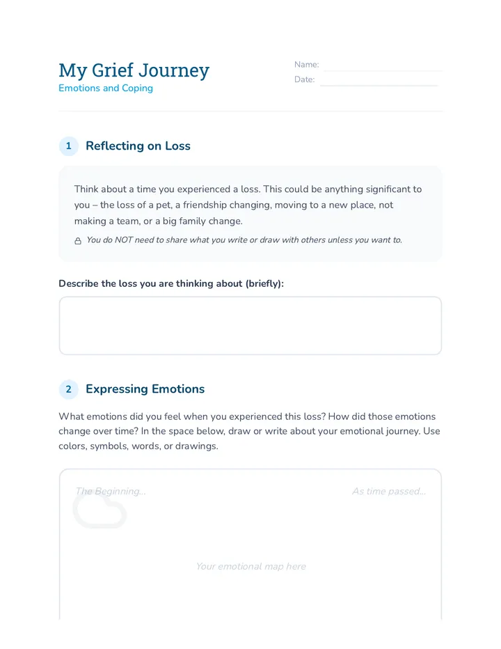 My Grief Journey Activity