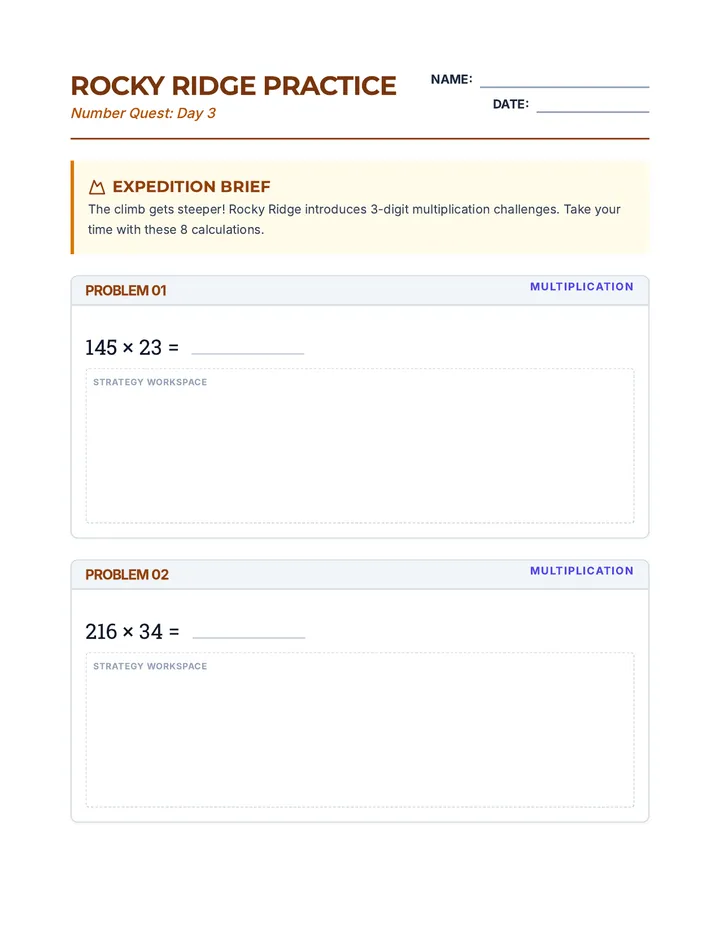 Rocky Ridge Worksheet