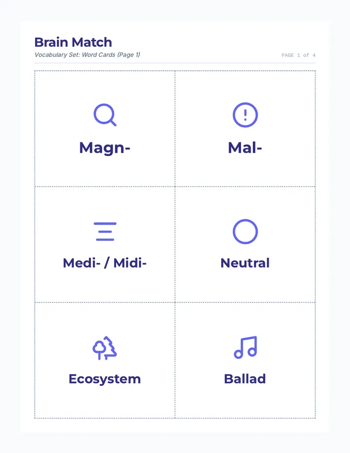 Brain Match Cards