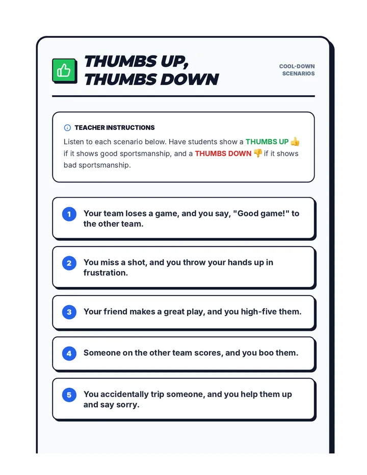 Thumbs Up Thumbs Down Scenarios