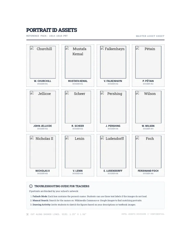 WWI Portrait Cutout Sheet Stable Final Edition