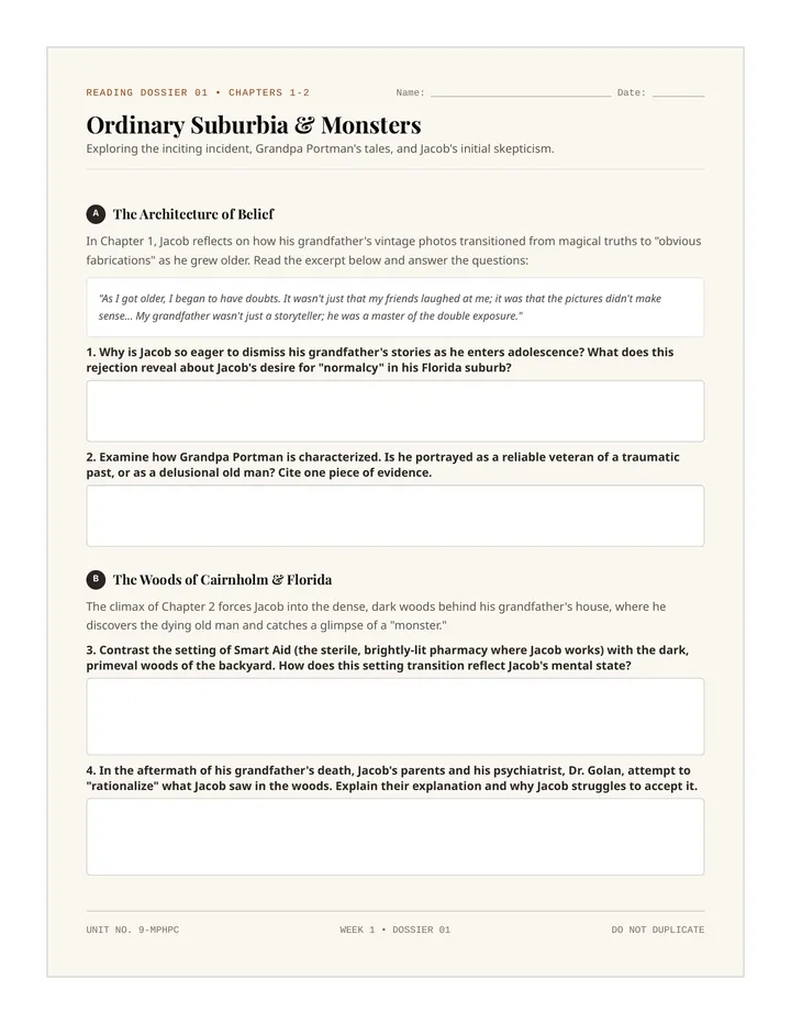 Ordinary World Worksheet