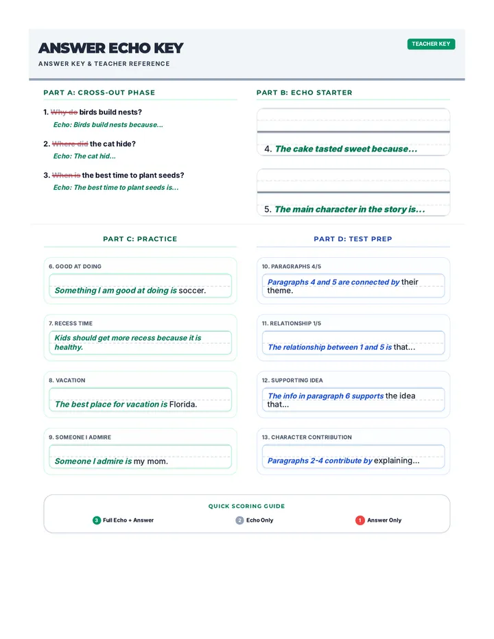 Answer Echo Answer Key