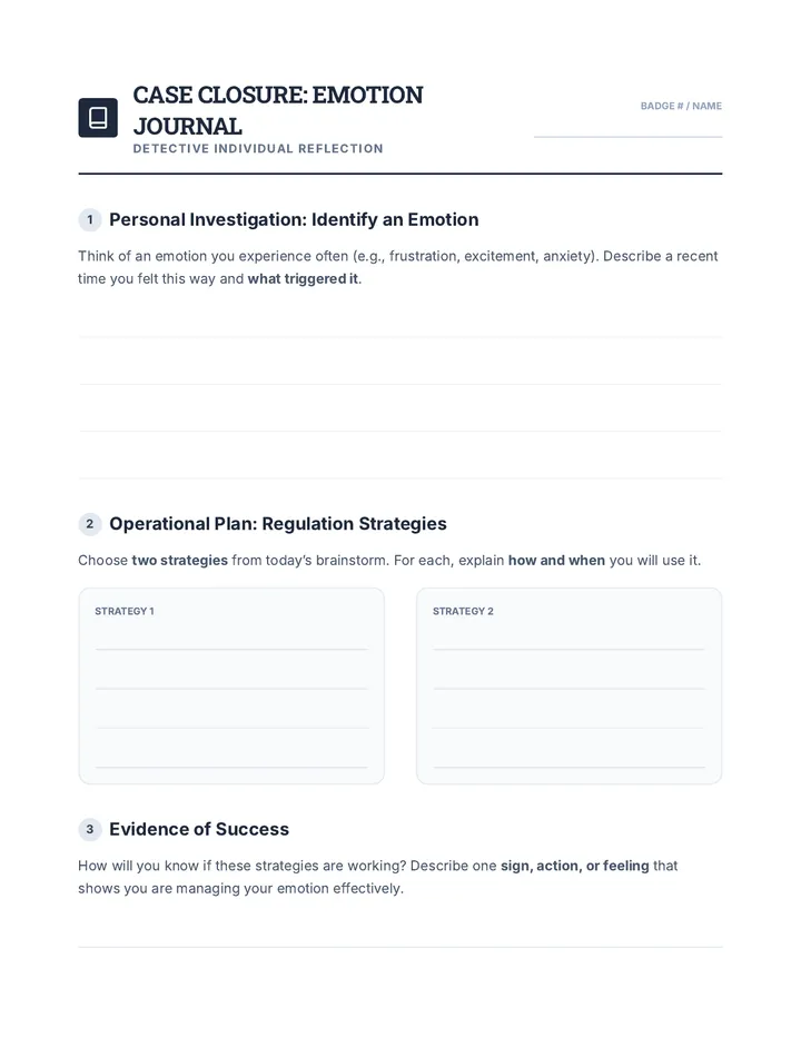 Emotion Journal Exit Ticket