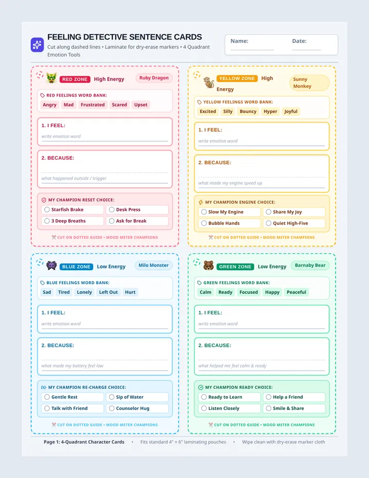 Feeling Detective Sentence Cards