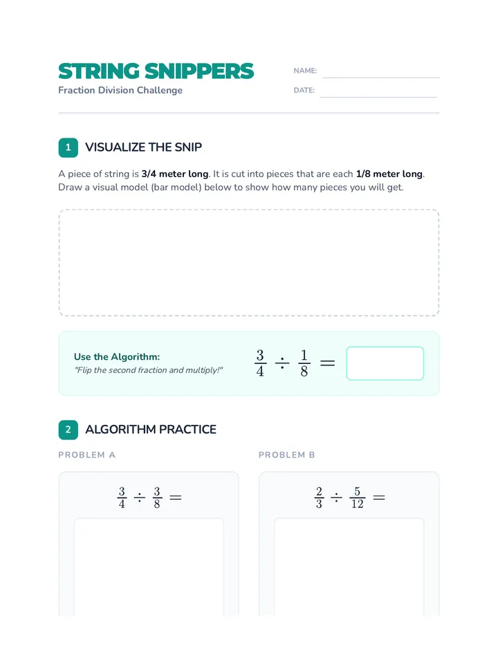 String Snippers Worksheet