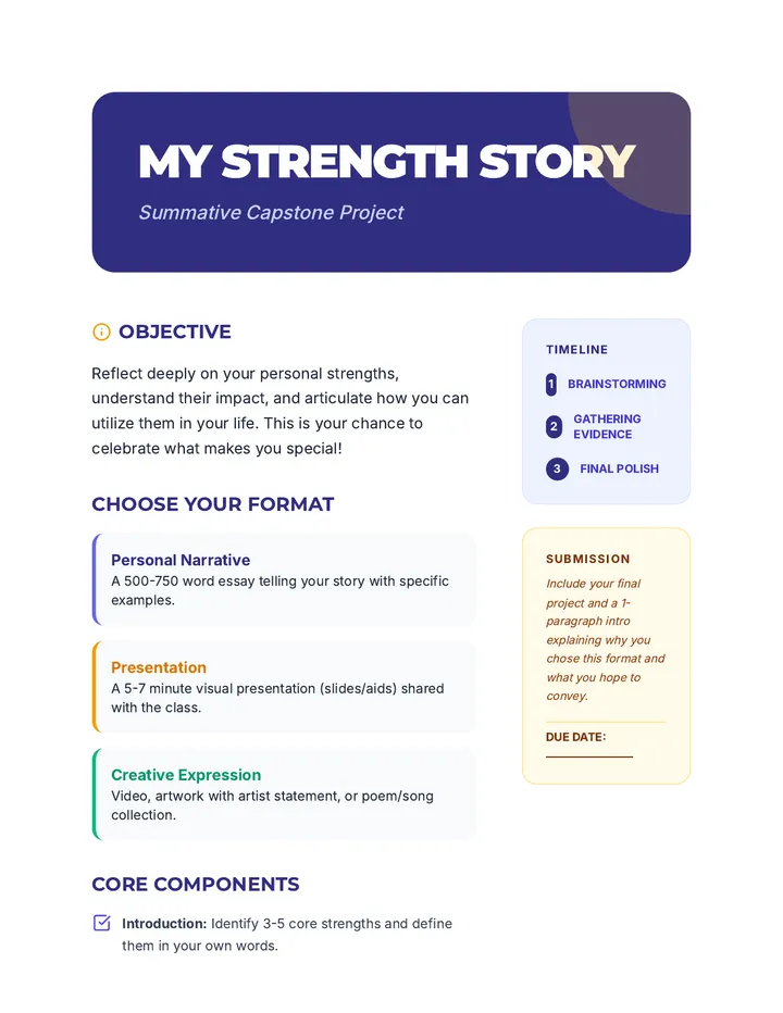 My Strength Story Project Guide