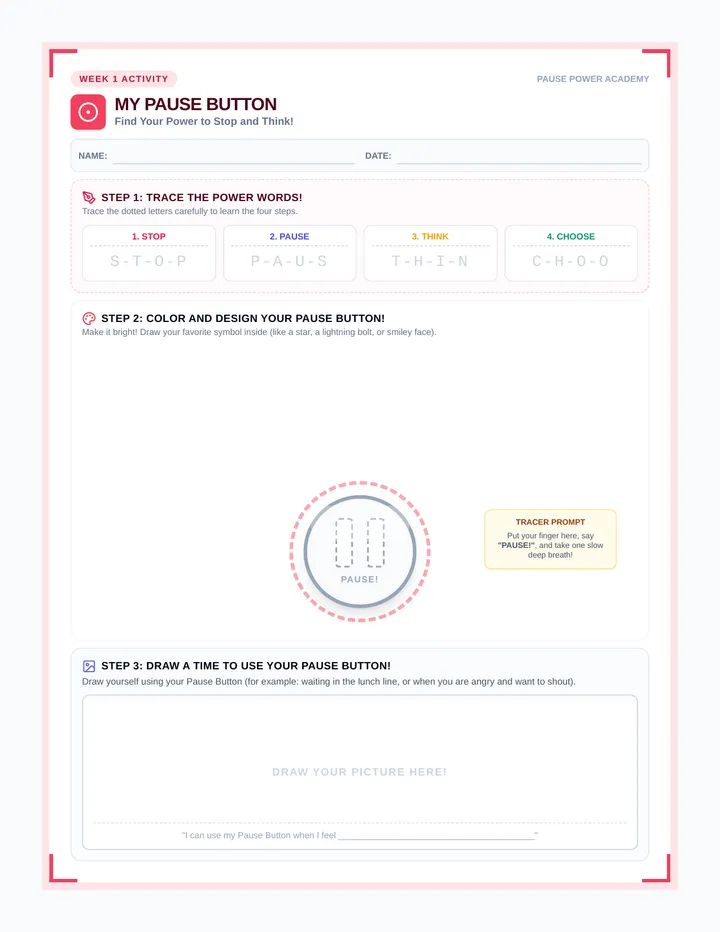 Pause Button Activity Sheet