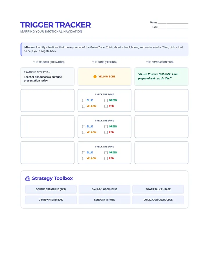 Trigger Tracker Worksheet