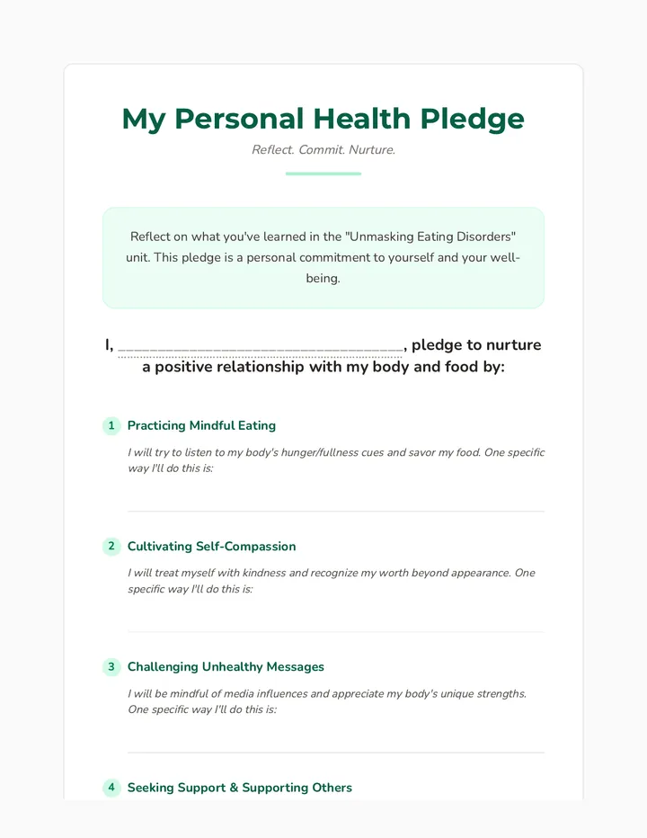 My Personal Health Pledge