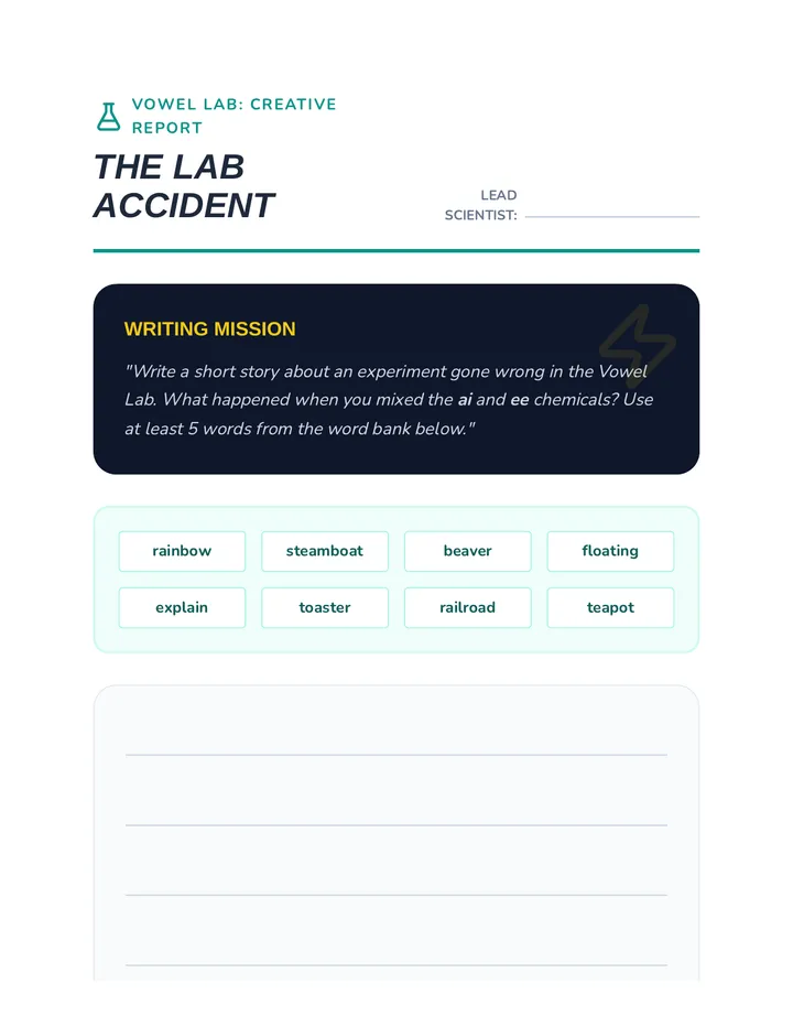 Vowel Lab Writing Report Worksheet