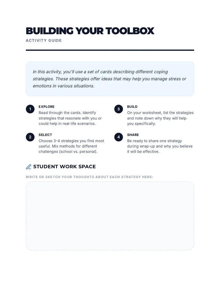 Activity Cards for Coping Strategies
