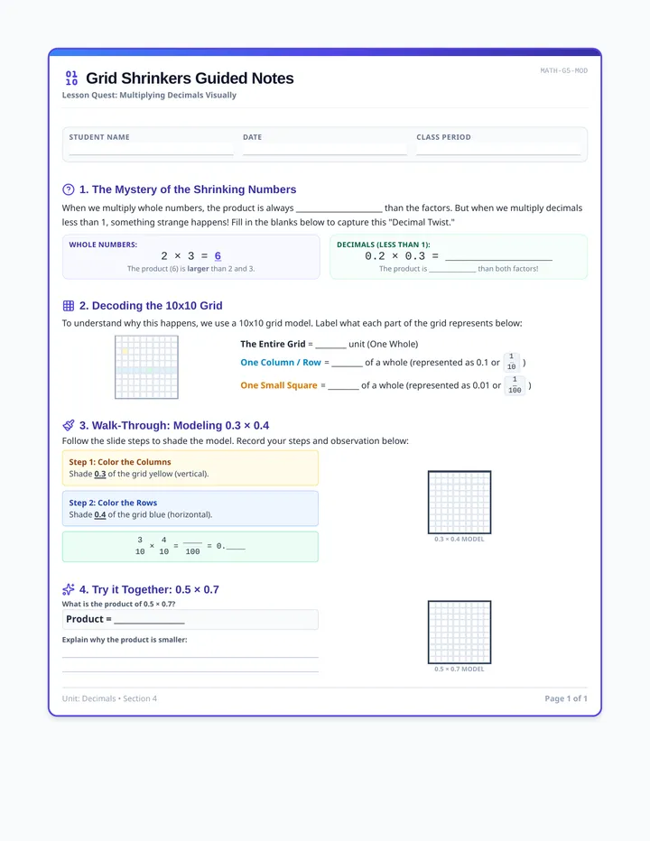 Grid Shrinkers Guided Notes