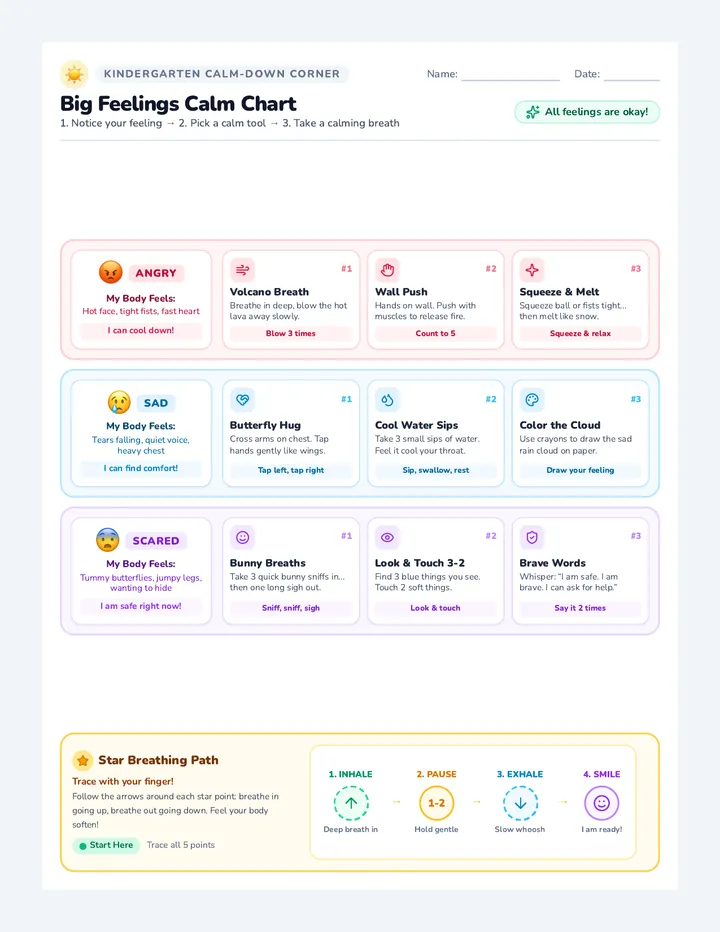 Big Feelings Calm Chart