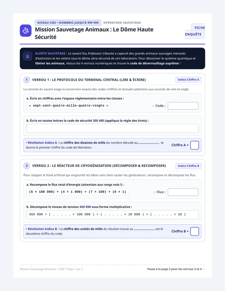 Mission Sauvetage Fiche CM2