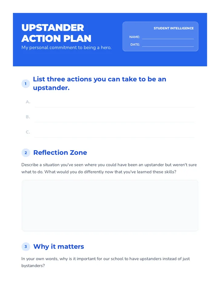 Upstander Action Worksheet
