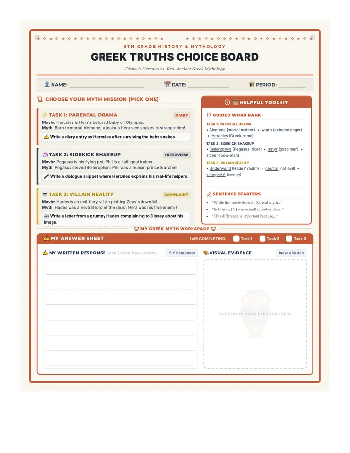 Greek Truths Choice Board