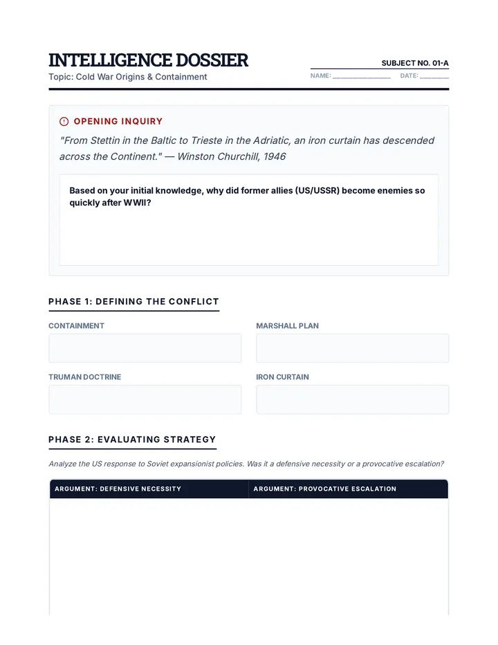Intelligence Dossier Worksheet 1