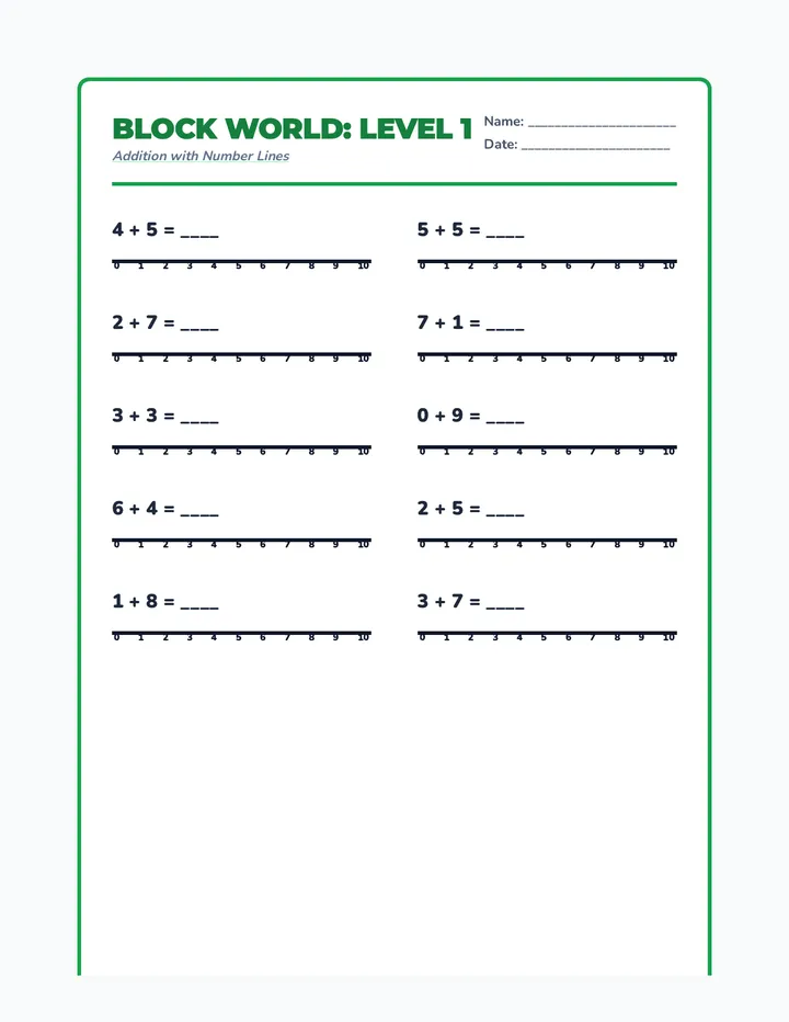 Block Math Worksheet updated