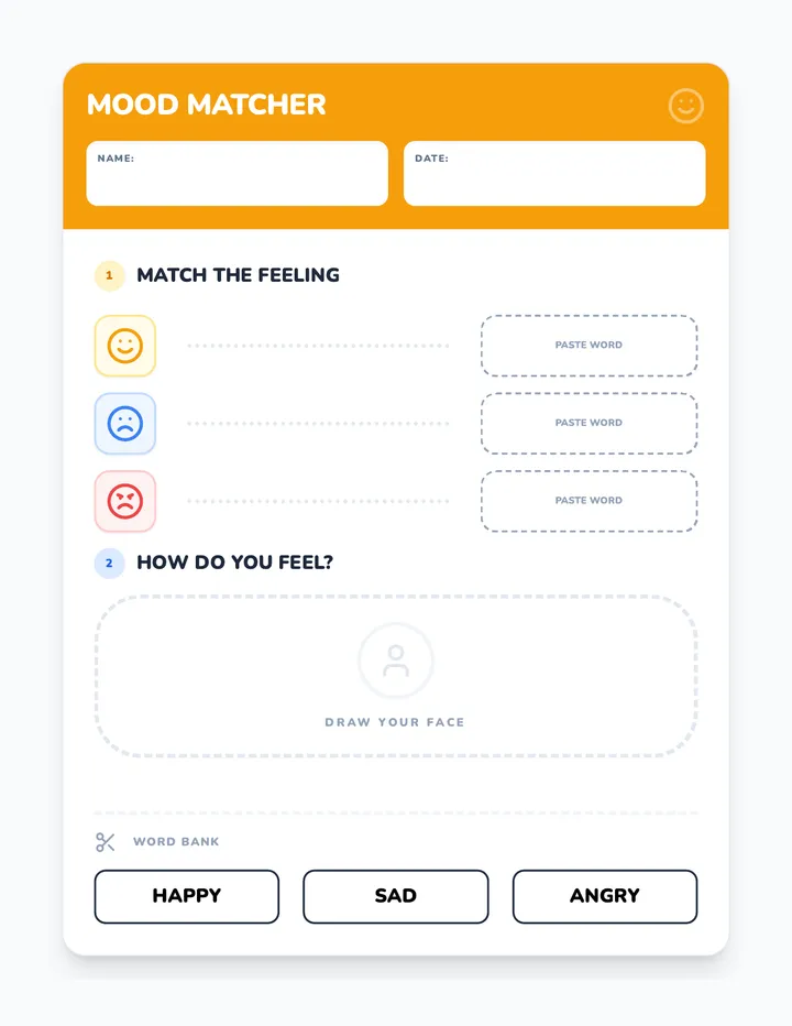 Mood Matcher Worksheet