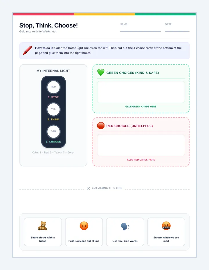 Traffic Light Worksheet