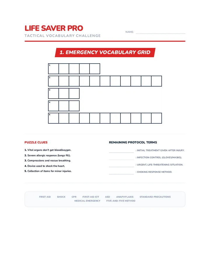 Life Saver Crossword Worksheet