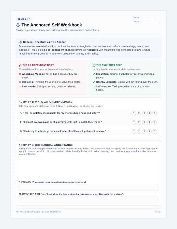 Anchored Self Student Workbook
