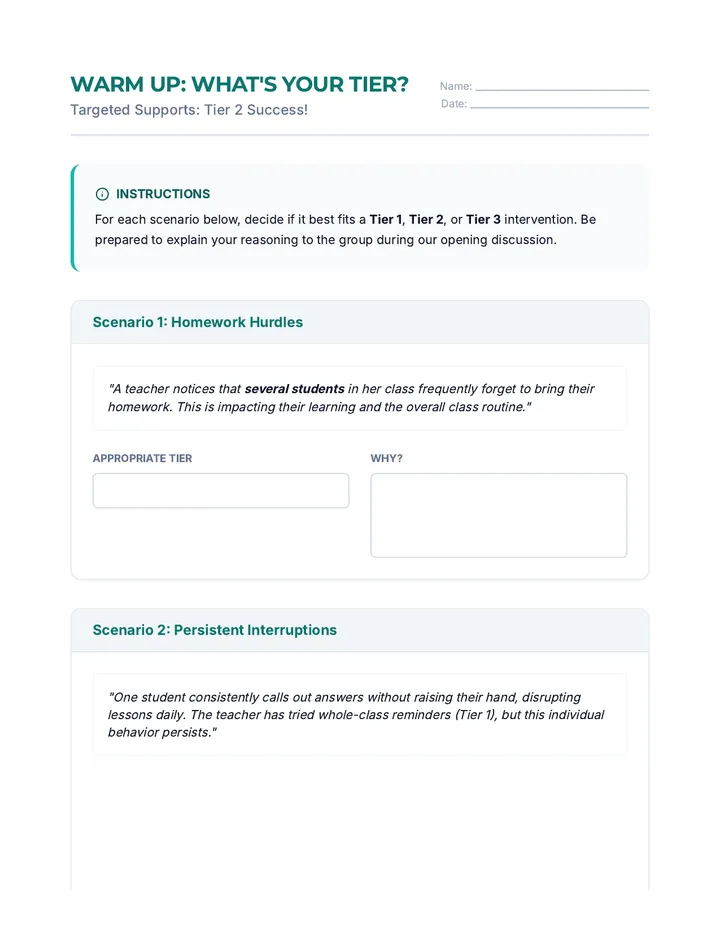 What's Your Tier Warm Up