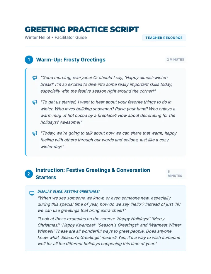 Greeting Practice Script