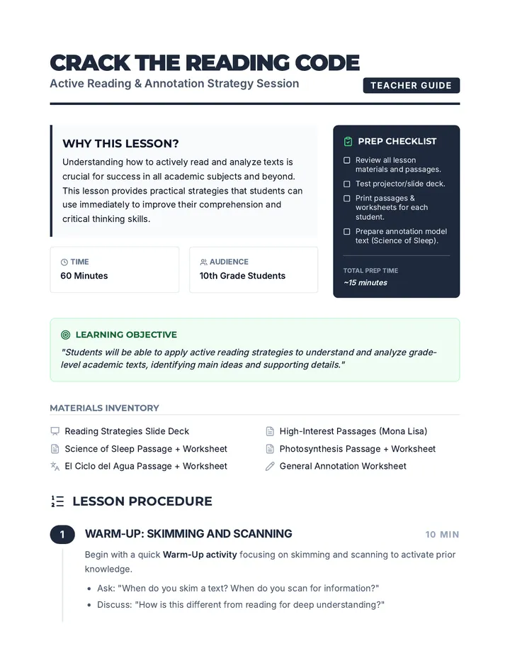 Crack the Reading Code Lesson Plan