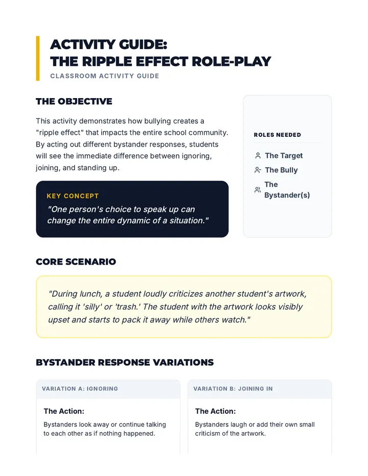 Ripple Effect Role Play Activity Guide