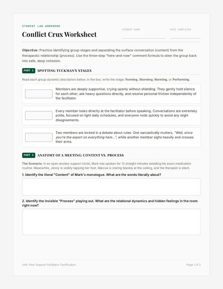 Conflict Crux Worksheet