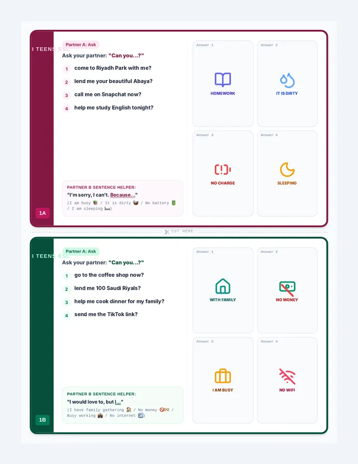 Polite Refusals Task Cards
