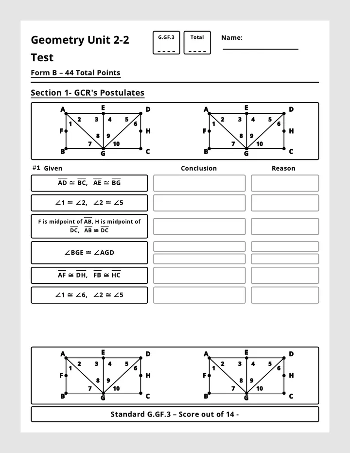 Geometry Unit Form B Test