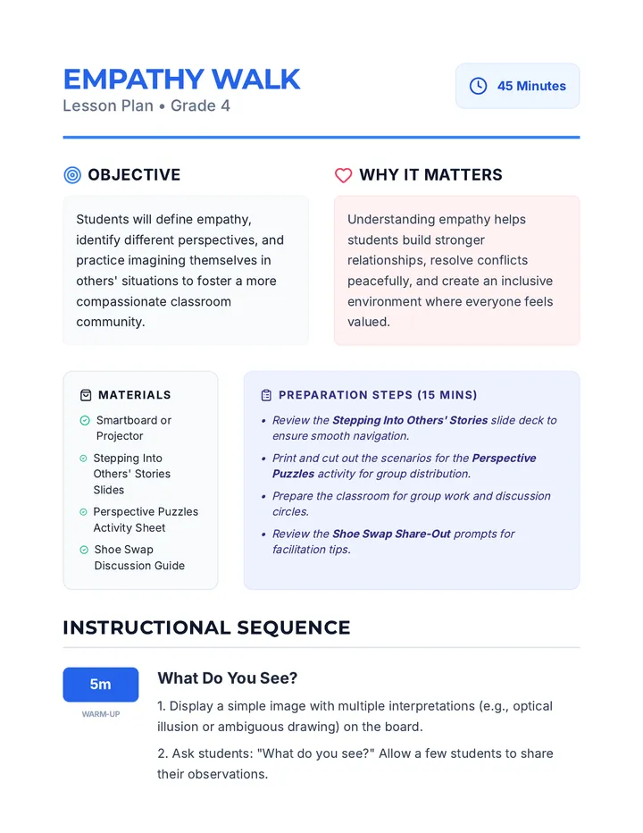 Empathy Walk Lesson Plan