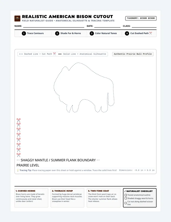 Bison Silhouette Cutout Craft