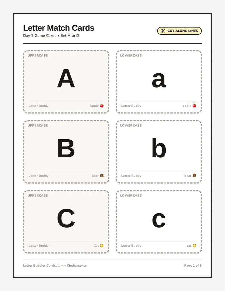 Letter Match Cards Printable